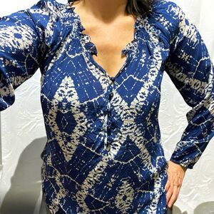 Rebecca Taylor Silk Batik Long Sleeve Blouse